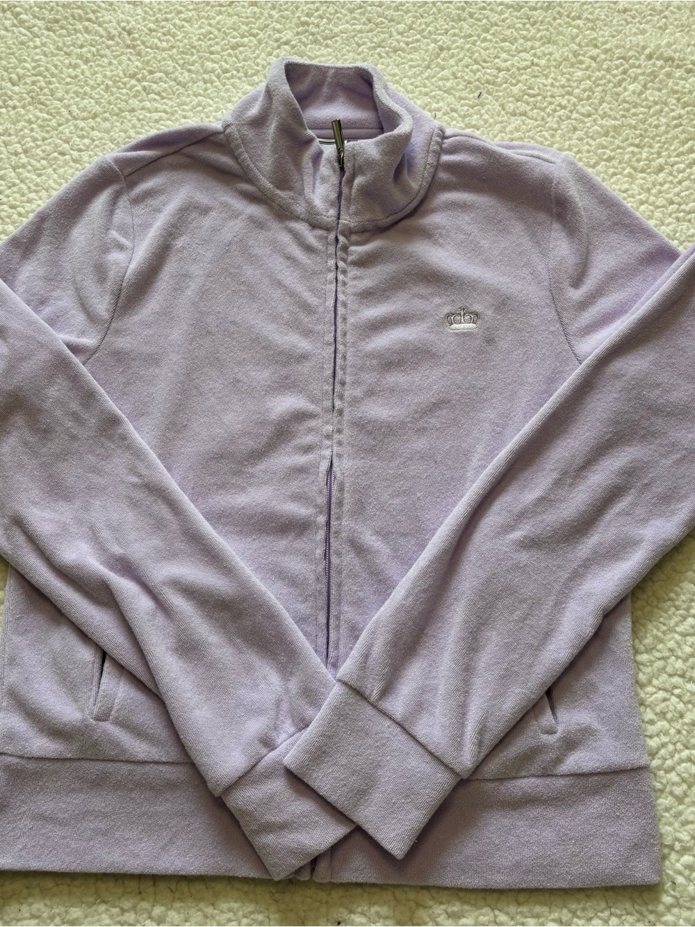 Juicy Couture Lilac Terry Cloth Track Jacket Small Pastel Purple Y2K loungewear